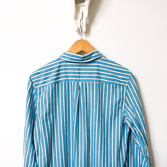 American Eagle Blue & White Striped Button Up Top - Picture 3 of 6